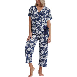 Vêtements Femme Pyjamas / Chemises de nuit Admas Pyjama tenue d'intérieur pantalon palazzo top cache-coeur Bleu