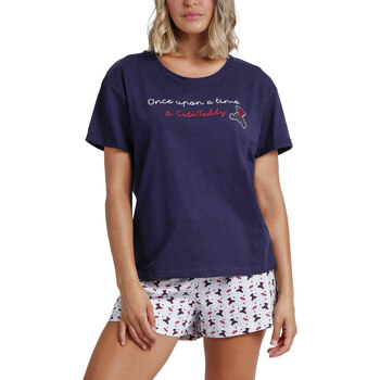 Vêtements Femme Pyjamas / Chemises de nuit Admas Pyjama short t-shirt Cute Teddy Bleu