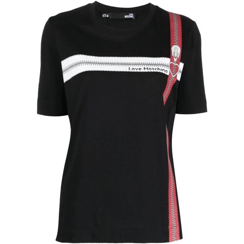 Vêtements Femme short sleeve T-shirt in pure black cotton Love Moschino W4F154CM3876 Noir