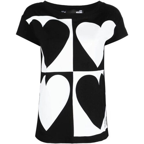 Vêtements Femme short sleeve T-shirt in pure black cotton Love Moschino W4F303JE1951 Noir