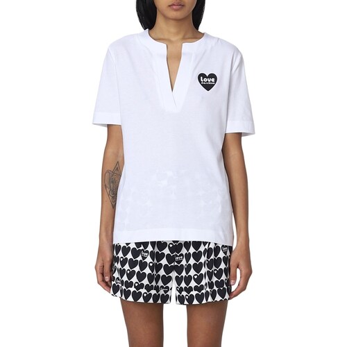 Vêtements Femme short sleeve T-shirt in pure black cotton Love Moschino W4H8480M3876 Blanc
