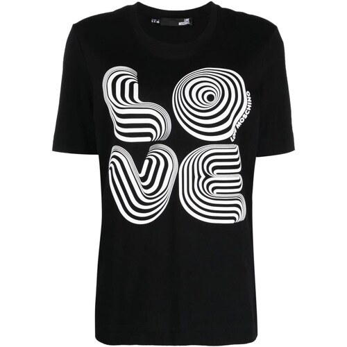 Vêtements Femme short sleeve T-shirt in pure black cotton Love Moschino W4F154DM3876 Noir