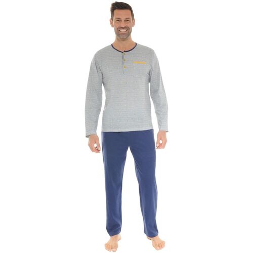 Vêtements Homme Pyjamas / Chemises de nuit Christian Cane PYJAMA LONG BLEU WOODY Bleu