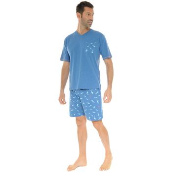 Vêtements Homme Pyjamas / Chemises de nuit Christian Cane PYJAMA COURT BLEU WINSTON Bleu