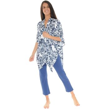Vêtements Femme Pyjamas / Chemises de nuit Christian Cane PONCHO D'ETE BLEU VALERY Bleu