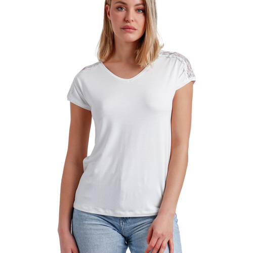 Vêtements Femme Bougies / diffuseurs Admas T-shirt manches courtes Puntilla Hombro Blanc