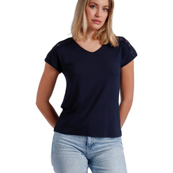 Vêtements Femme Tops / Blouses Admas T-shirt manches courtes Puntilla Hombro Bleu