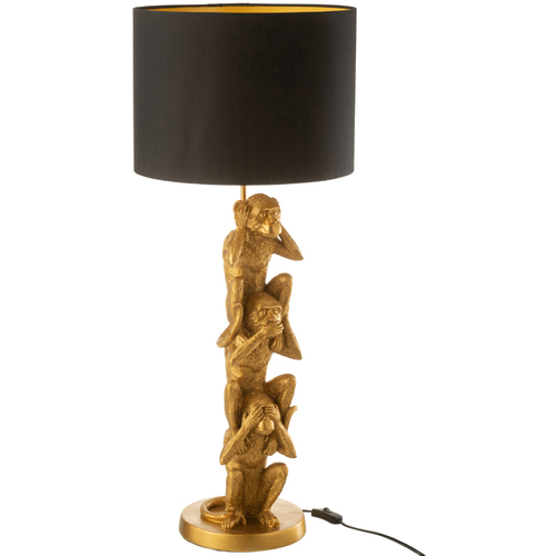 Lanterne Foyer De Cheminée Lampes à poser Jolipa Lampe Singes de la sagesse en résine dorée 88 cm Doré