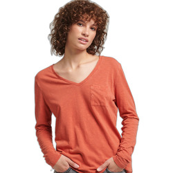 Vêtements Femme T-shirts manches courtes Superdry T-shirt col V et manches longues femme Orange