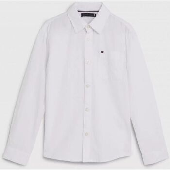 Vêtements Garçon Chemises manches longues Tommy unui Hilfiger KB0KB08142 RELAXED SHIRT-YBR WHITE Blanc