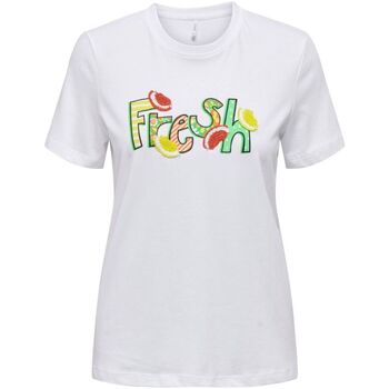 Vêtements Femme T-shirts & Polos Only 15297273 LOLA-BW FRESH Blanc