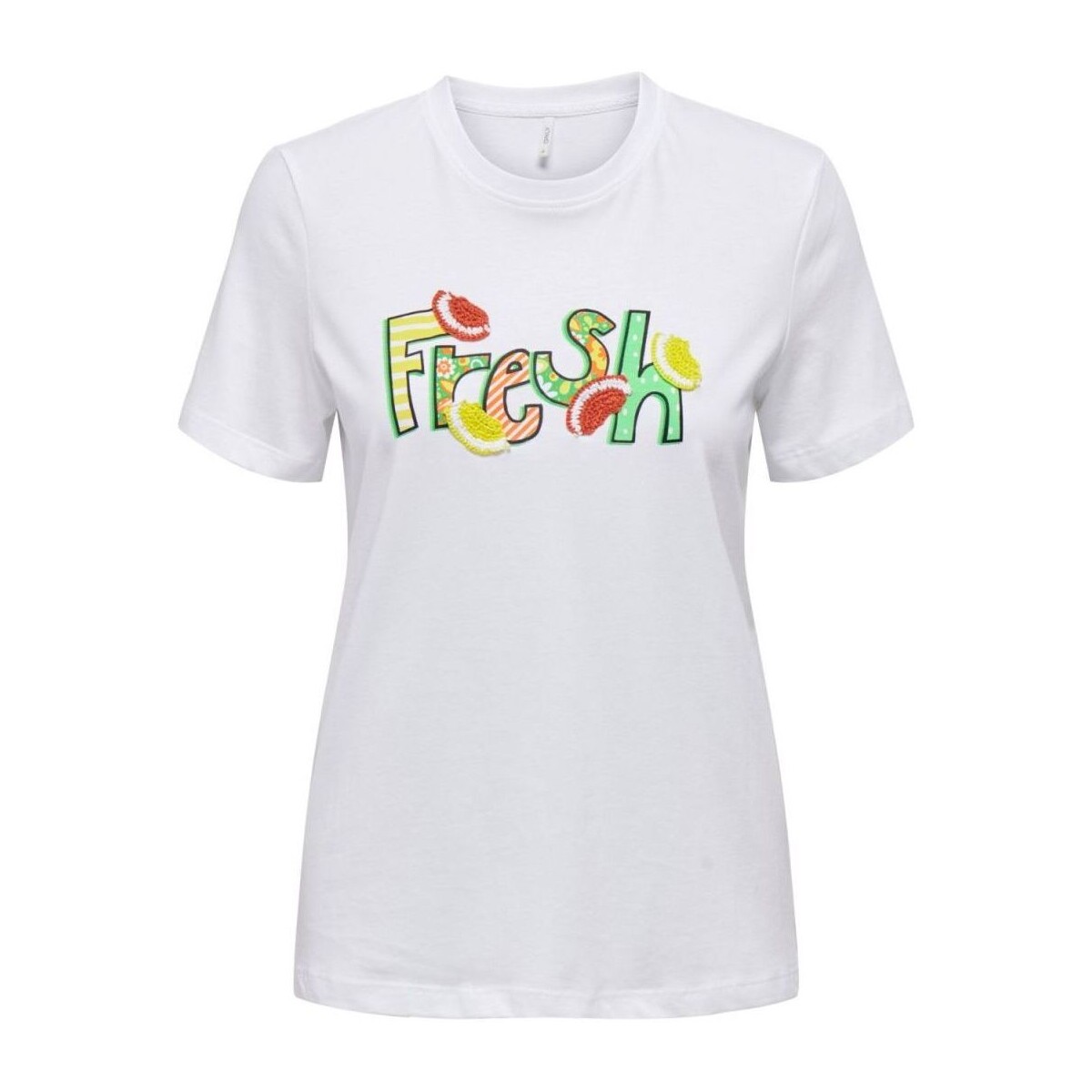 Vêtements Femme T-shirts & Polos Only 15297273 LOLA-BW FRESH Blanc