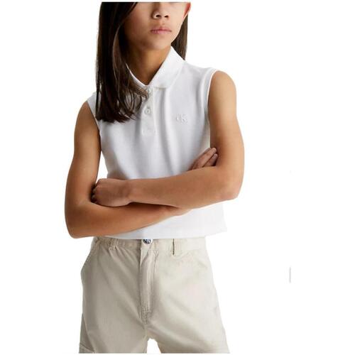 Vêtements Fille T-shirts manches courtes Calvin Klein JEANS Ellesse  Blanc