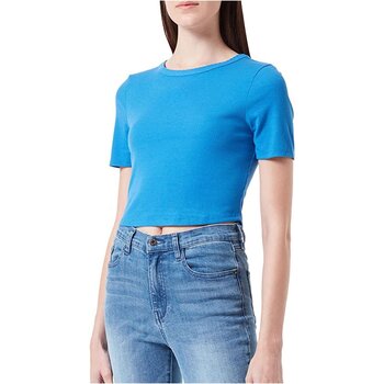 Vêtements Femme Long Sleeve T-Shirt Dress Teens Only ONLMAJA L/S CROPPED PLAIN TOP JRS Bleu