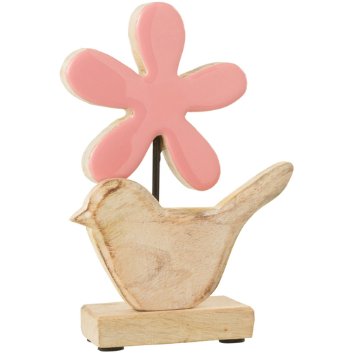 Maison & Déco Running / Trail Jolipa Figurine oiseau et fleur en bois de rose Beige