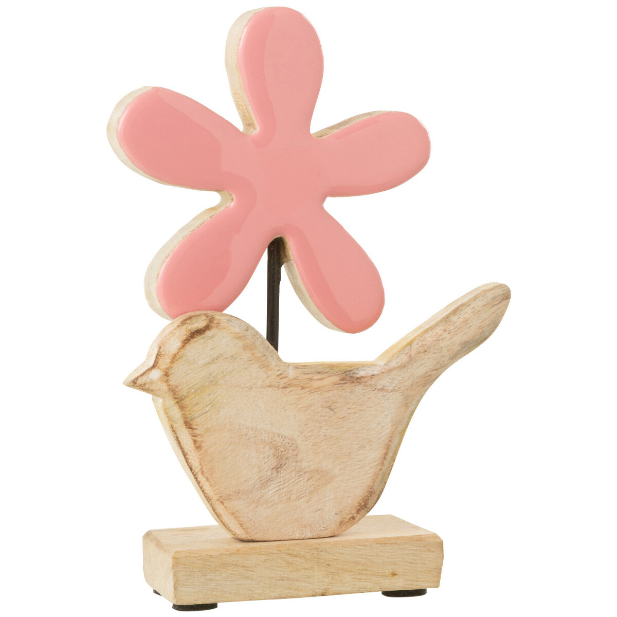 Maison & Déco Statuettes et figurines Jolipa Figurine oiseau et fleur en bois de rose Beige