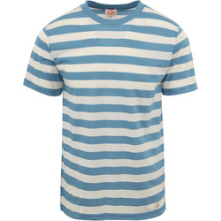 Vêtements Homme cropped striped cotton cinzento shirt Armor Lux T-Shirt Lin Rayures Bleu Bleu