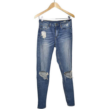 jeans h&m  jean droit femme  36 - t1 - s bleu 