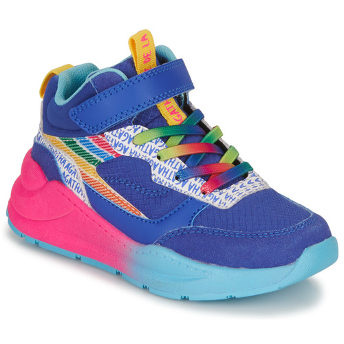 Chaussures Fille Baskets montantes amp Prada Sneakers mit Kontrastsohlea amp Prada RAINBOW Bleu / Rose