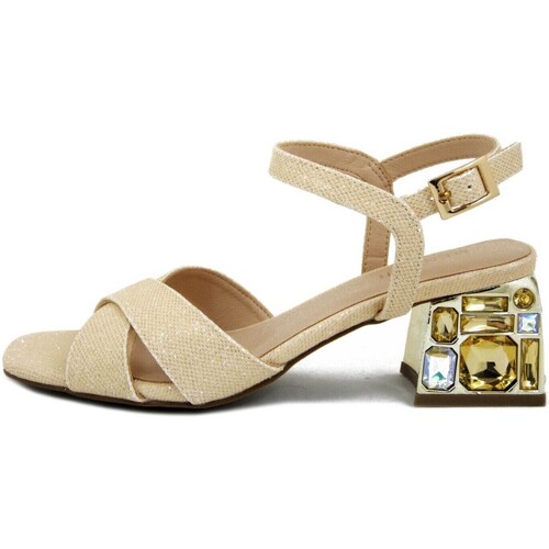 Chaussures Femme Sandales et Nu-pieds Menbur hautement glamour et des Bijoux, Glitter Tissu-23655 Beige