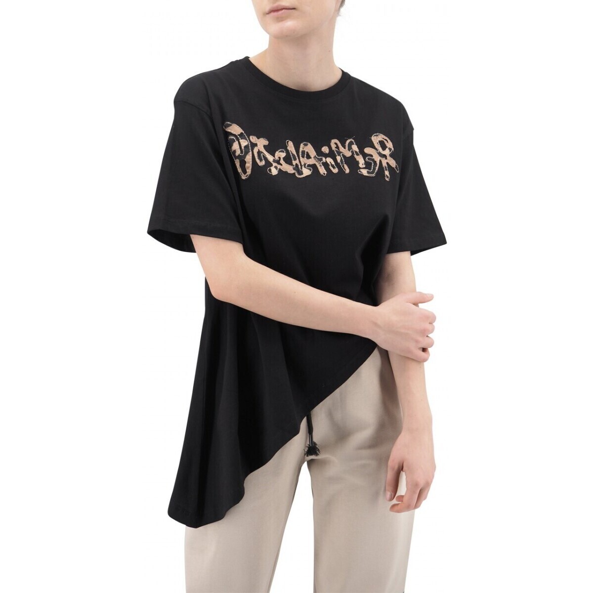 Vêtements Femme T-shirts & Polos Disclaimer T-shirt Ikonik-print asymtrique avec logo Noir