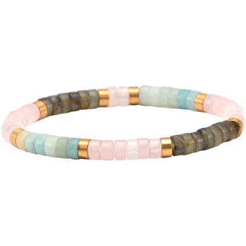 bracelets sixtystones  bracelet perles heishi amazonite rose -xs-14cm 