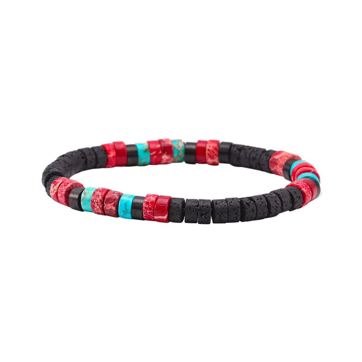 Montres & Bijoux Bracelets Sixtystones Bracelet Perles Heishi Jaspe Rouge -Large-20cm Multicolore