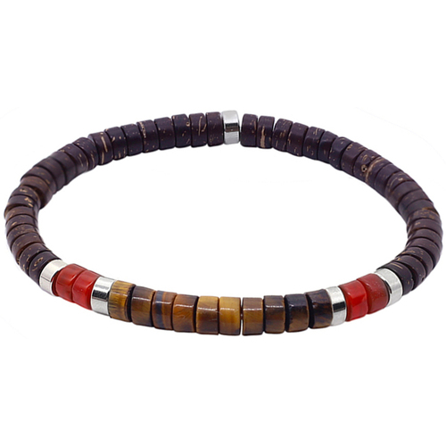 Montres & Bijoux Bracelets Sixtystones Bracelet Perles Heishi œil  Tigre -Medium-18cm Multicolore