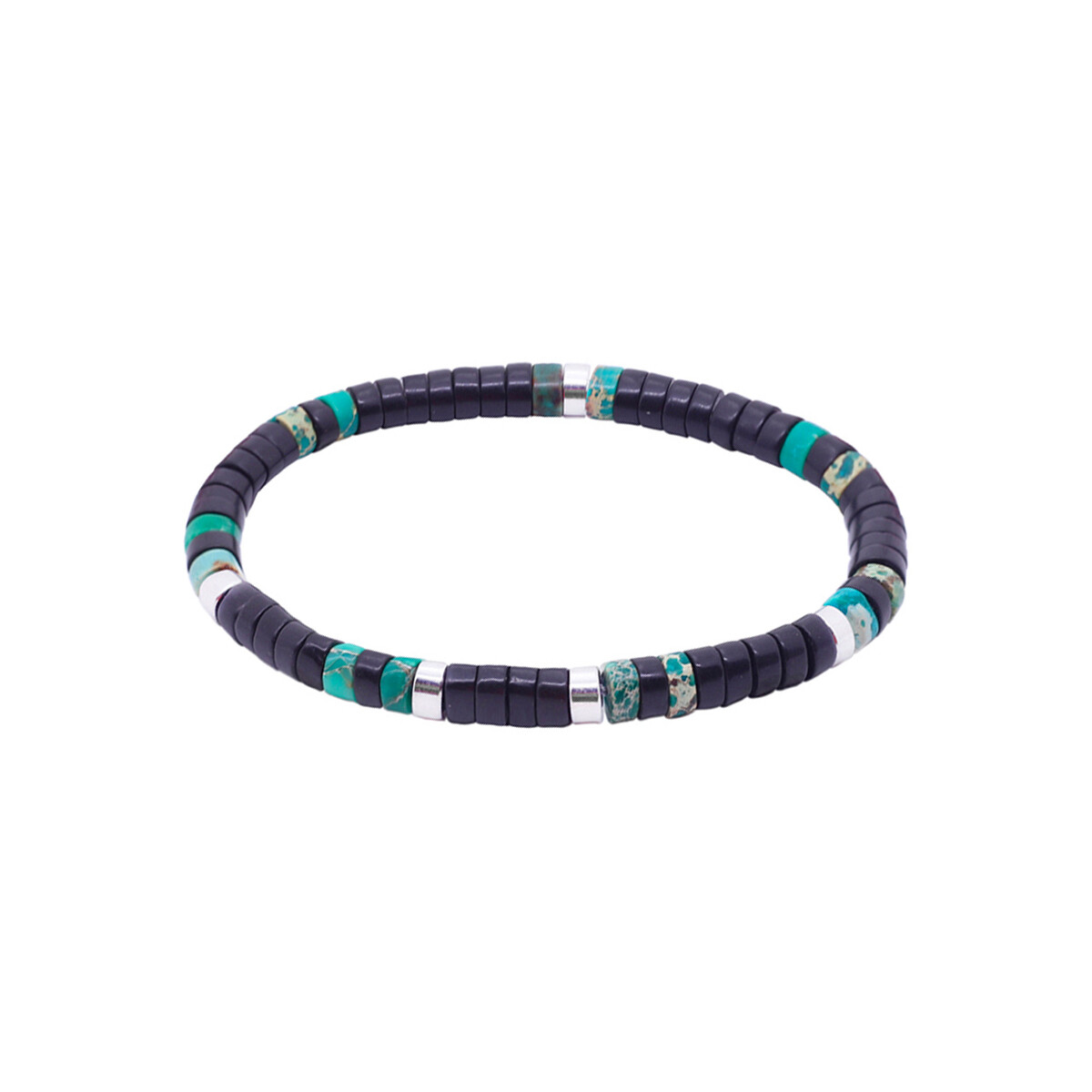 Montres & Bijoux Bracelets Sixtystones Bracelet Perles Heishi Agate Noire  -Medium-18cm Multicolore