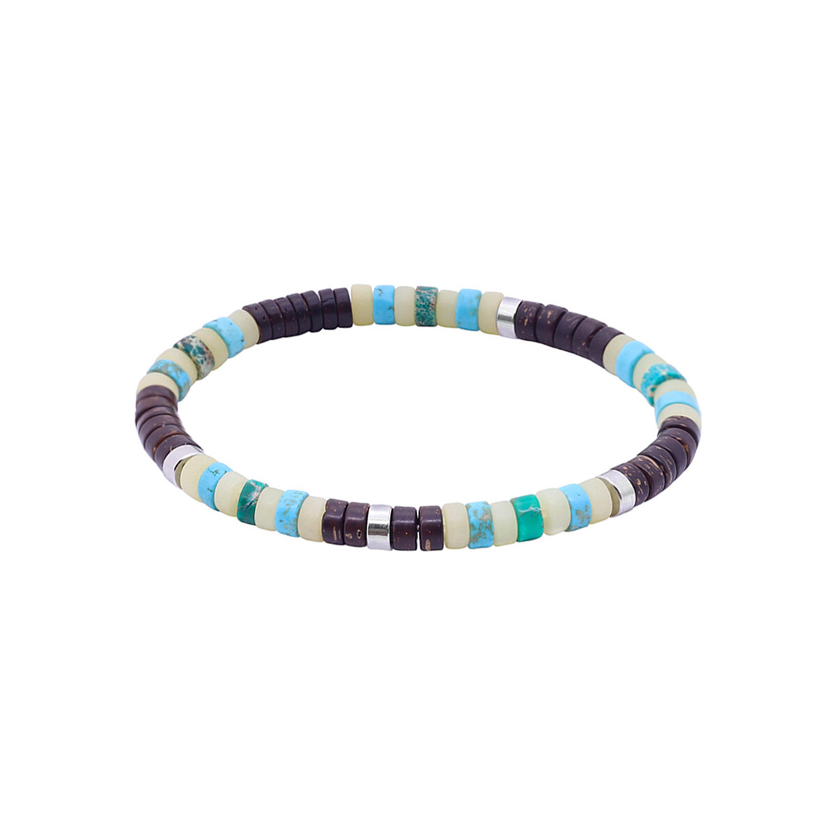 Montres & Bijoux Bracelets Sixtystones Bracelet Perles Heishi Turquoise Jaspe -Large-20cm Multicolore