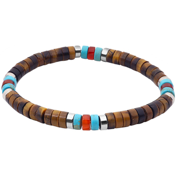 bracelets sixtystones  bracelet perles heishi œil  tigre -large-20cm 