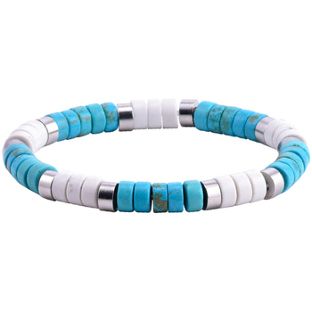 bracelets sixtystones  bracelet perles heishi turquoise bleu -large-20cm 