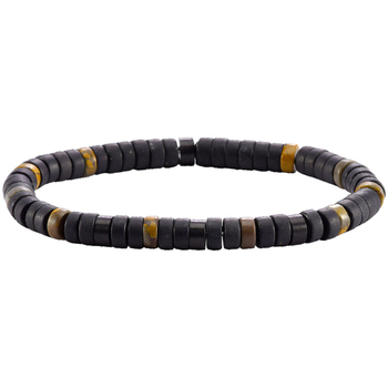 bracelets sixtystones  bracelet perles heishi agate noire mate -large-20cm 