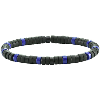 bracelets sixtystones  bracelet perles heishi agate noire mate -small-16cm 
