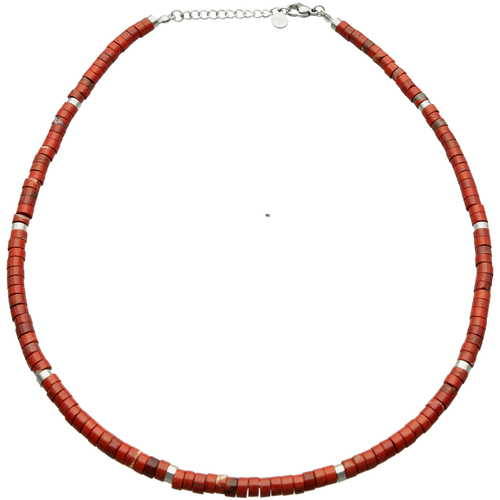Montres & Bijoux Colliers / Sautoirs Sixtystones Sautoir Chakra Perles Heishi Jaspe -90 cm Rouge