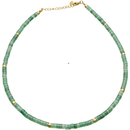Montres & Bijoux Colliers / Sautoirs Sixtystones Collier Chakra Perles Heishi -38 cm Vert