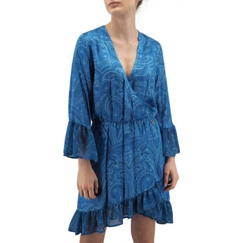 Vêtements Femme Robes longues GaËlle Paris Robe courte en satin avec encolure drapeau AVE Bleu