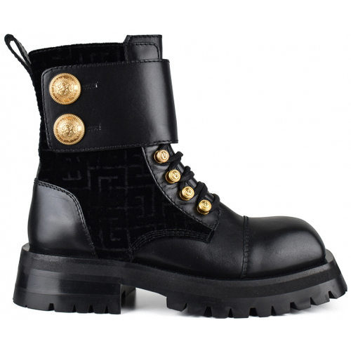 Chaussures Femme Bottes Balmain Double-breasted Bottines Ranger Army Noir