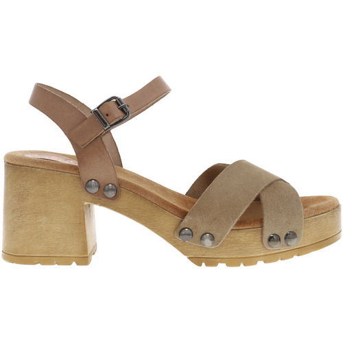 Porronet Nu-pieds cuir nubuck talon bloc Gris - Chaussures Sandale Femme  59,99 €