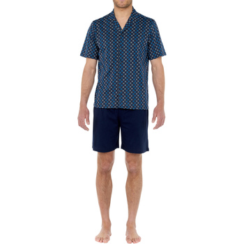 Vêtements Homme Pyjamas / Chemises de nuit Hom Pyjama coton court Bleu