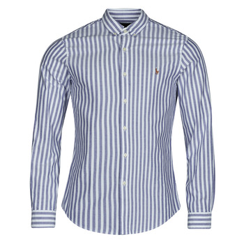 Vêtements Homme Chemises manches longues Polo Ralph Lauren CHEMISE COUPE DROITE EN OXFORD Bleu / Blanc - Heritage Royal / White