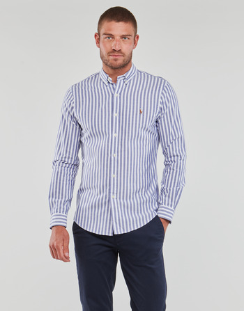 Vêtements Homme Chemises manches longues Polo Ralph Lauren CHEMISE COUPE DROITE EN OXFORD Bleu / Blanc