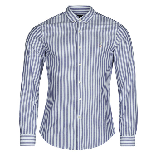 Vêtements Homme Chemises manches longues Paz Polo Ralph Lauren CHEMISE COUPE DROITE EN OXFORD Bleu / Blanc