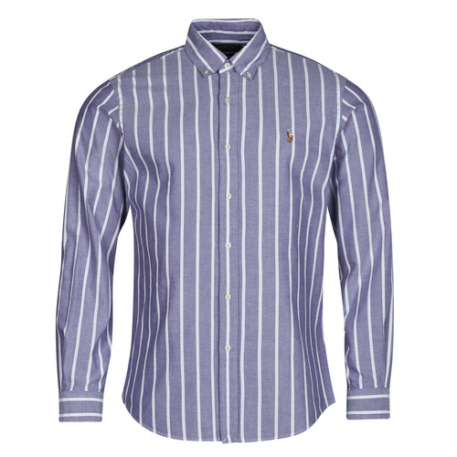 Vêtements Homme Chemises manches longues Polo graphic Ralph Lauren CHEMISE COUPE DROITE EN OXFORD Bleu / Blanc