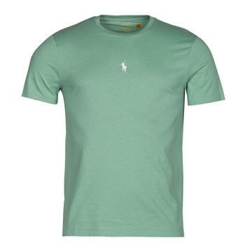 Vêtements Homme T-shirts manches courtes Polo Ralph Lauren T-SHIRT AJUSTE EN COTON LOGO CENTRAL Kaki / Essex Green
