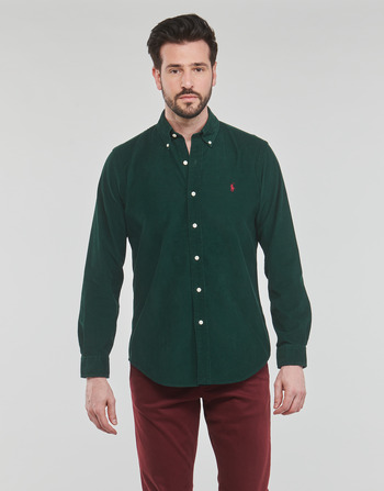 Vêtements Homme Chemises manches longues Polo Ralph Lauren CHEMISE COUPE DROITE EN VELOURS COTELE Vert