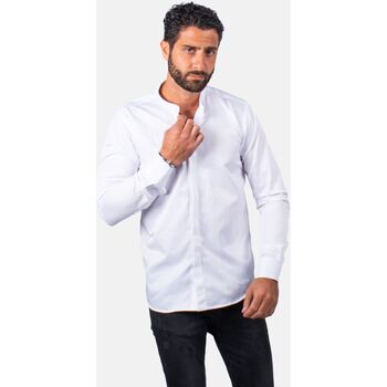 Vêtements Homme Chemises manches longues Hollyghost Chemise blanche à boutonner avec col mao Blanc