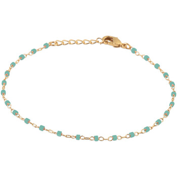 Clous Doreilles 5mm Femme Bracelets Brillaxis Bracelet  plaqué or perles Miyuki turquoise Jaune