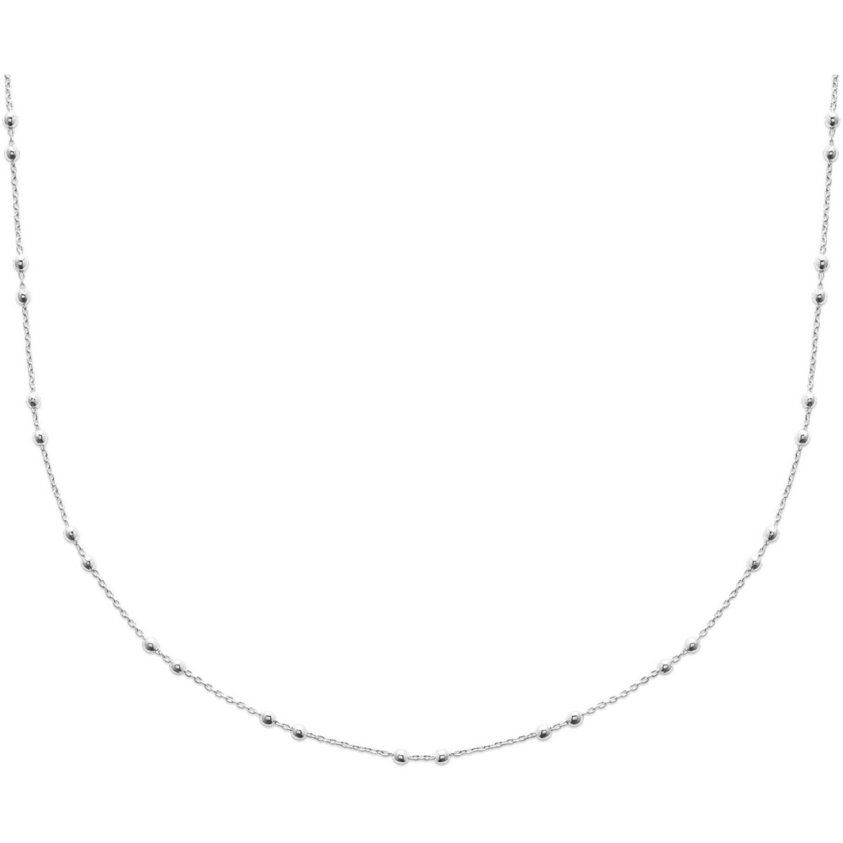 Montres & Bijoux Femme Colliers / Sautoirs Brillaxis Chaîine  maille forçat perles argent rhodié

42cm Blanc