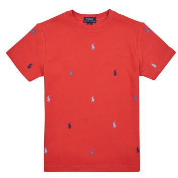 Vêtements Enfant T-shirts manches courtes Polo Ralph Lauren SS CN-KNIT SHIRTS-T-SHIRT Rouge